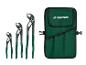 Set aus drei Parkside verstellbaren Schraubenschlüsseln und einer grünen Aufbewahrungstasche.