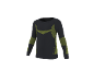 Schwarzes Langarm-Sportshirt mit neongrünen geometrischen Mustern.