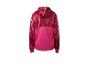 Roter und fuchsiafarbener Kinder-Hoodie mit Marmormuster und reflektierenden Details.