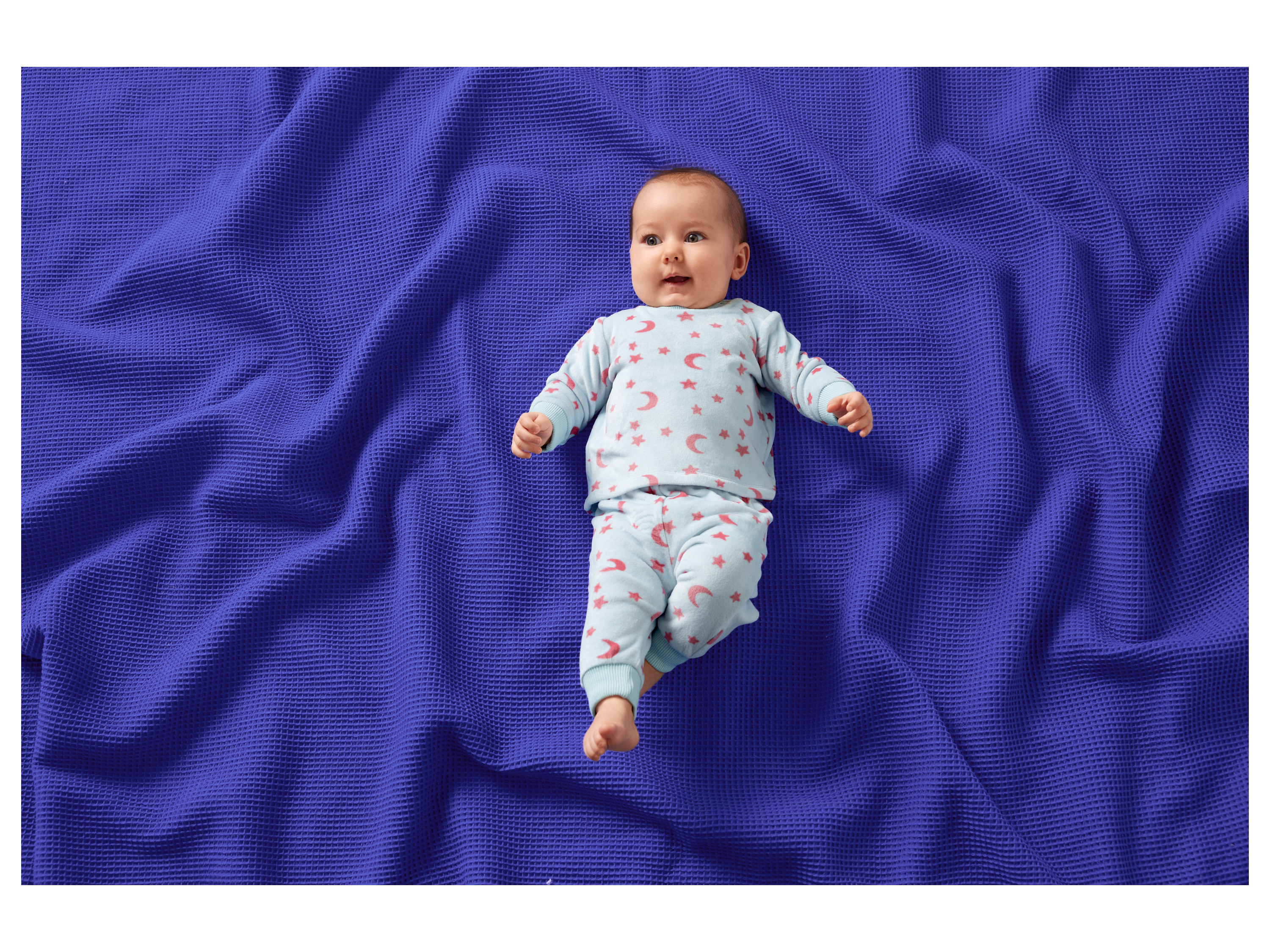 LUPILU® Baby-Velourspyjama (Blau, 50/56) – Bild 2 von 4
