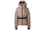 Damen-Skijacke in Beige mit Gürtel und Kapuze