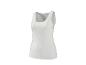 Weißes Damen-Tanktop mit Rundhalsausschnitt und figurbetonter Silhouette.