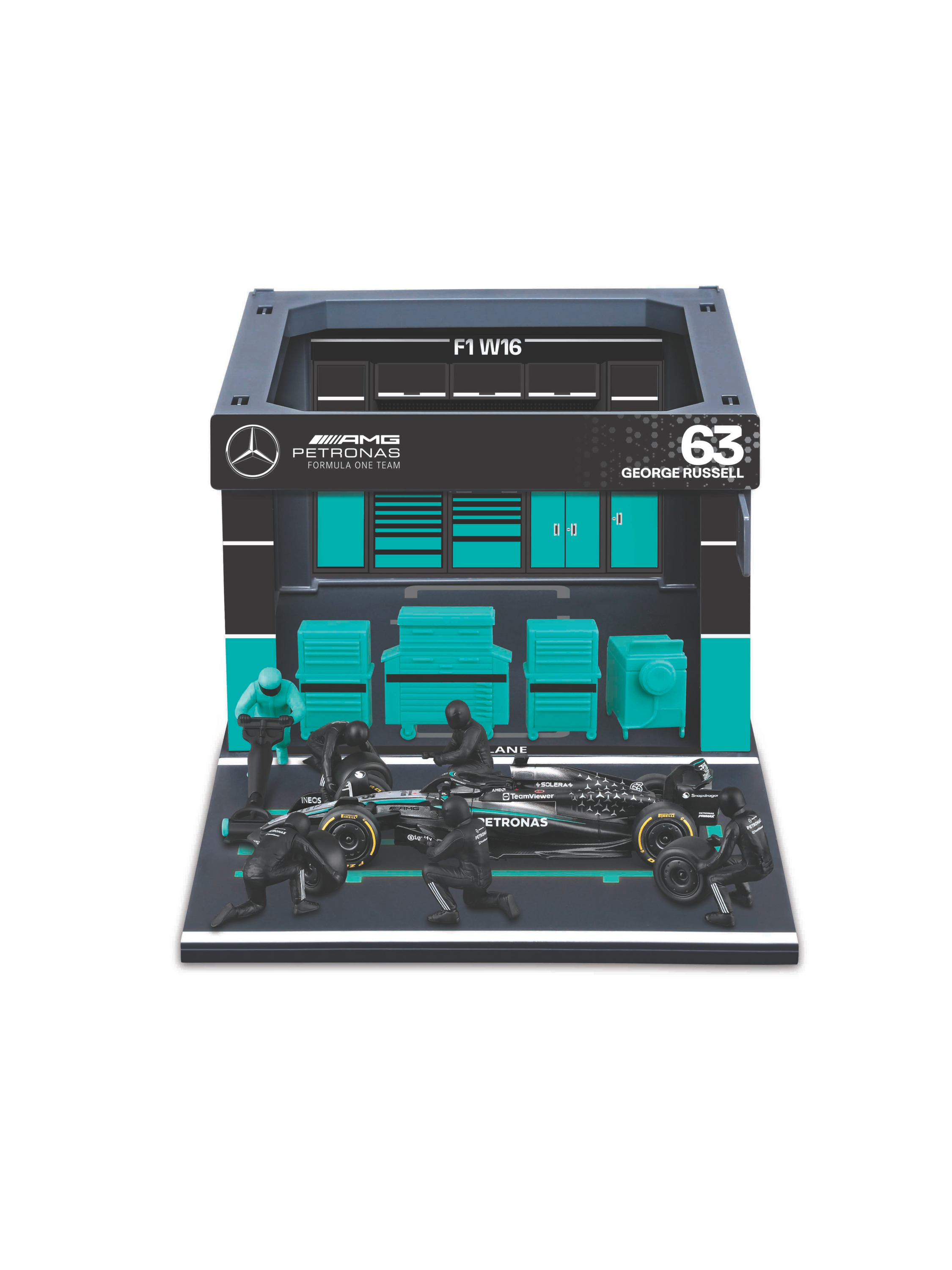BBURAGO F1 Modellauto Pit Pass, 1:43 (Mercedes AMG Petronas F1 W16)