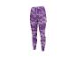 Lila Sportleggings mit abstraktem Muster und Streifen, mit Kordelzug in der Taille.