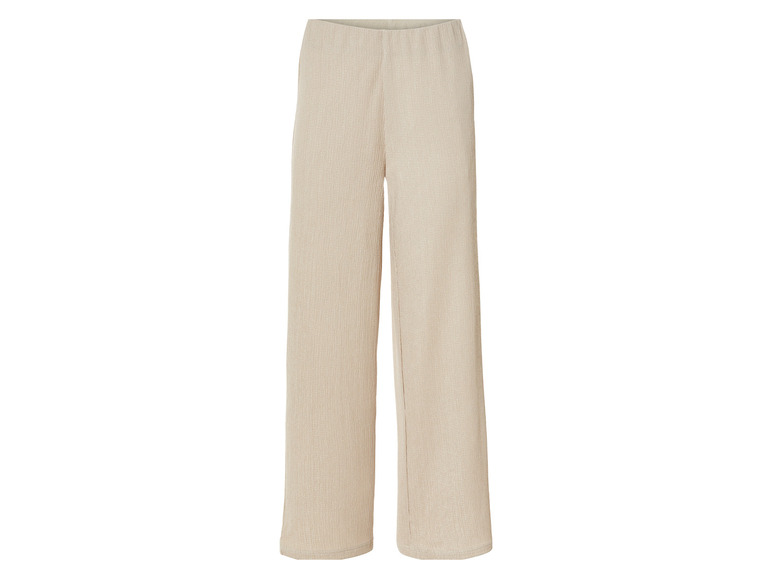 Beige Hose mit weiten Beinen.