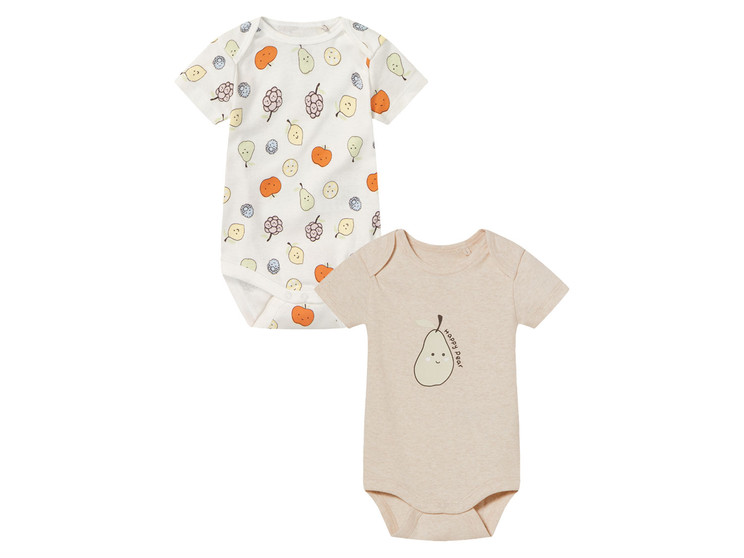 lupilu® Baby Bodies, 2 Stück (62/68, beige/weiß) | 04335633062054