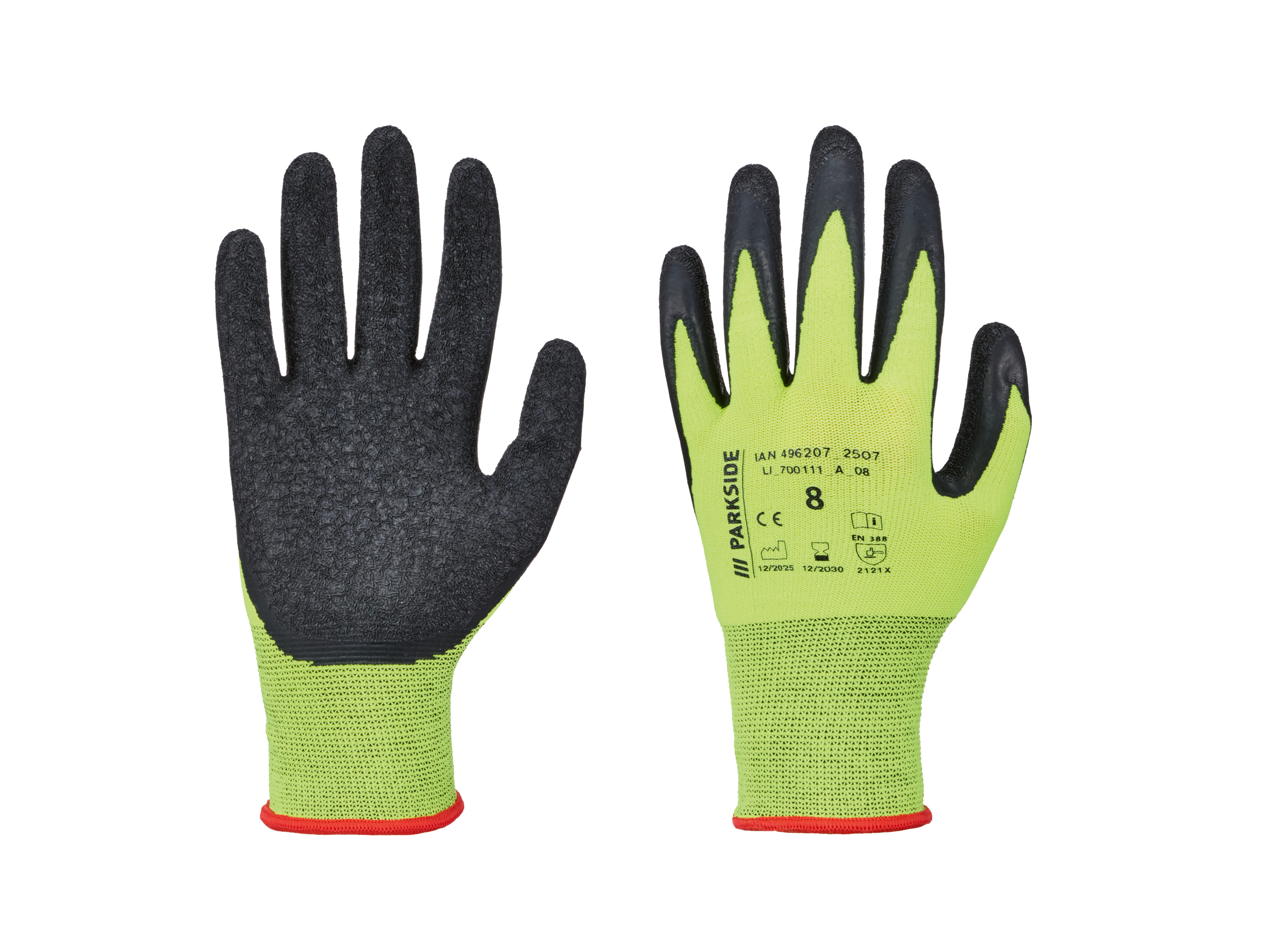 PARKSIDE® Damen/Herren Arbeitshandschuhe Latex (Gelb, 8)