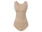 Ein nahtloser, beiger Body für Frauen.