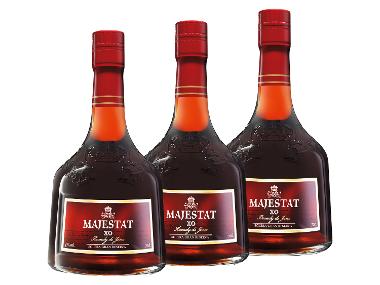 3 x 0,7-l-Flasche Spirituosenpaket Majestat XO Brandy de Jerez Solera Gran Reserva Geschenkset 40% Vol.