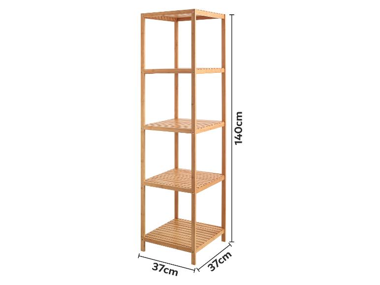 Bambus-Badezimmerregal mit 5 Ablagen, 140x37x37cm.