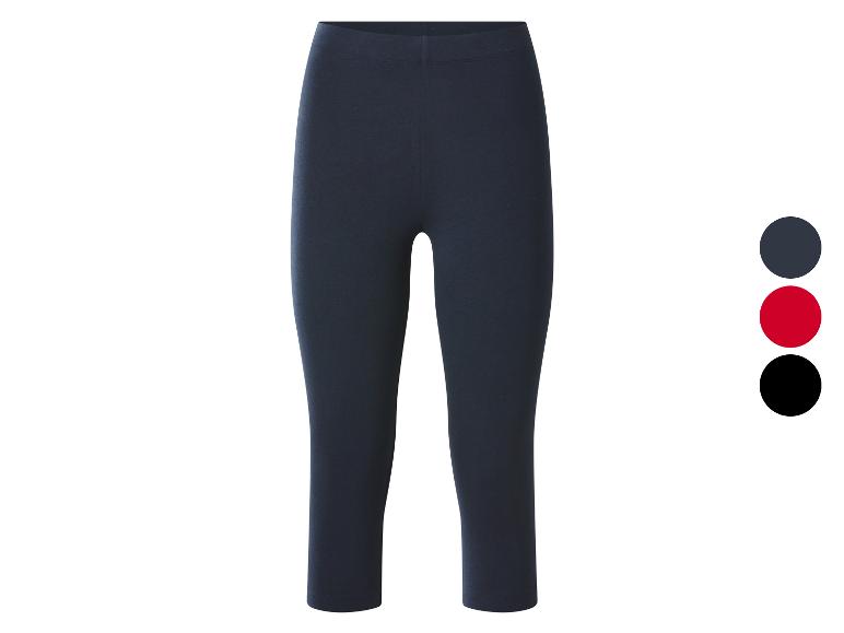 Dunkelblaue 3/4-Leggings mit drei Farbpunkten: Dunkelblau, Rot und Schwarz.