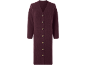 Langer gerippter Strickcardigan für Damen in Bordeaux mit Knöpfen.