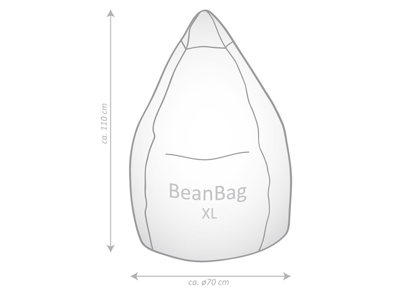 Schemazeichnung eines XL Beanbags.