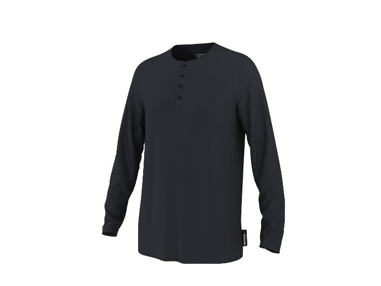 Dunkelblaues Langarm-Henley-Shirt für Herren mit Knöpfen