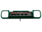 Grüne Steckdosenleiste mit vier Steckdosen, Einzelschaltern, USB-Anschlüssen und zwei integrierten LED-Leuchten.