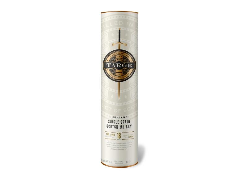 Eine hohe, zylindrische Whisky-Tube für Highland Single Grain Scotch Whisky, 18 Jahre alt, 44% Vol.
