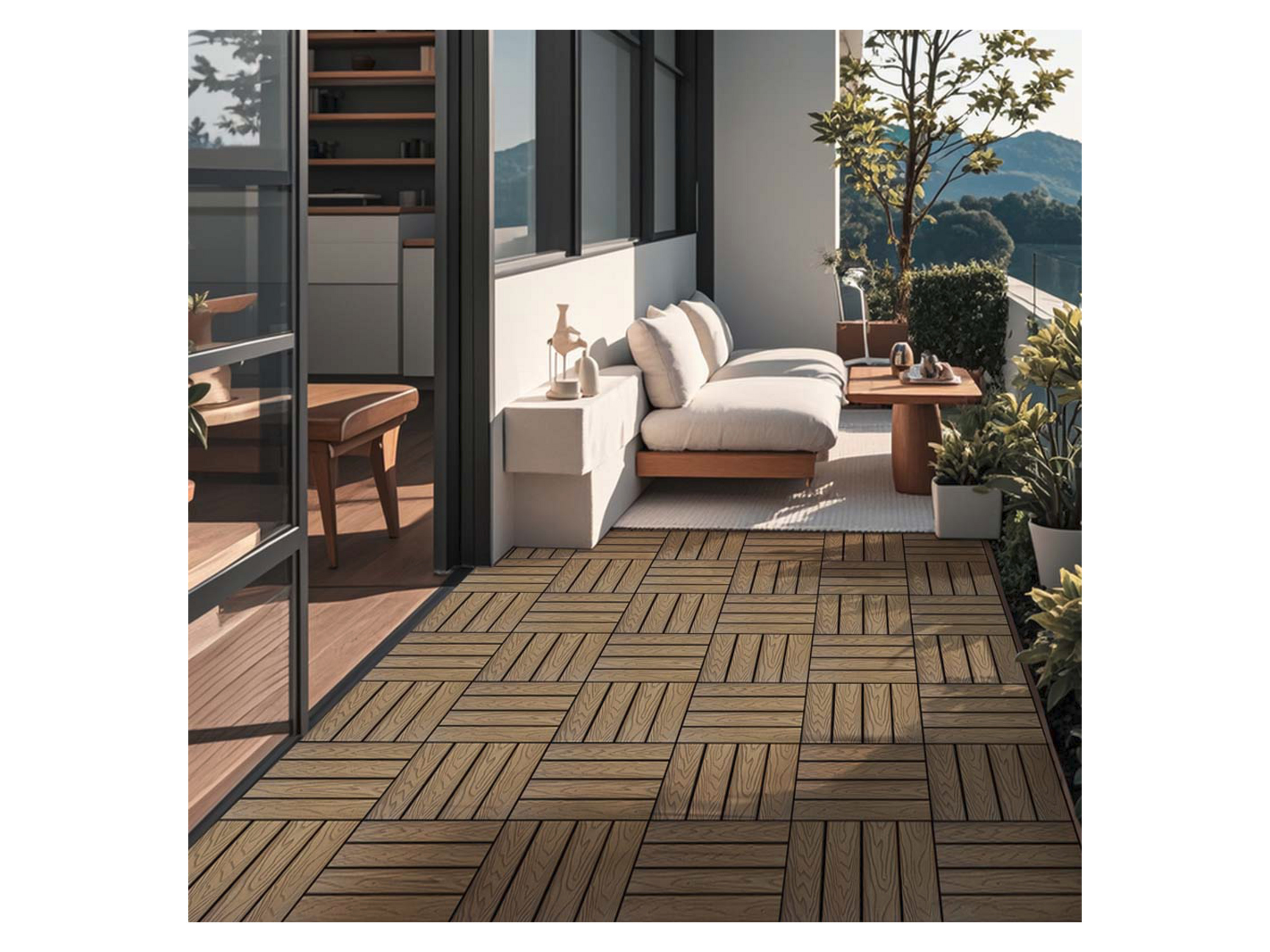 HOME DELUXE WPC Klickfliesen »BAVARO PREMIUM« (1 m², Teak) – Bild 2 von 3
