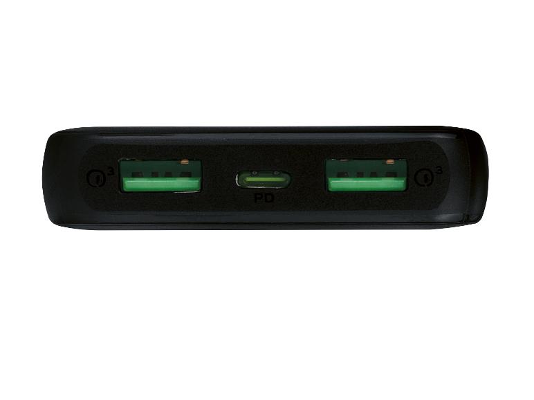 Powerbank mit USB- und USB-C-PD-Anschlüssen.