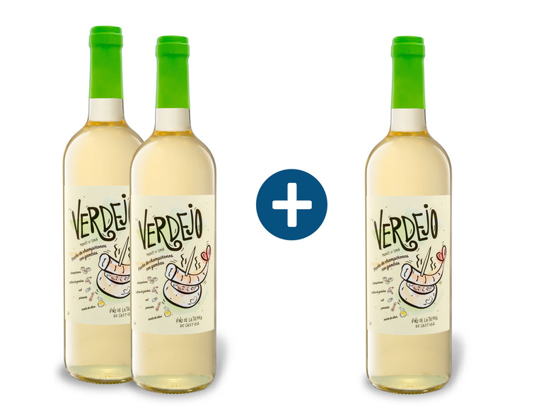 Gehe zu Vollbildansicht: 2 + 1 Weinpaket Verdejo Vino de la Tierra de Castilla trocken, Weißwein - Bild 1