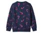 Dunkelblaues Sweatshirt mit roten und rosa Zuckerstangen-Print