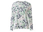 Weißes Langarmshirt mit Blumenmuster.