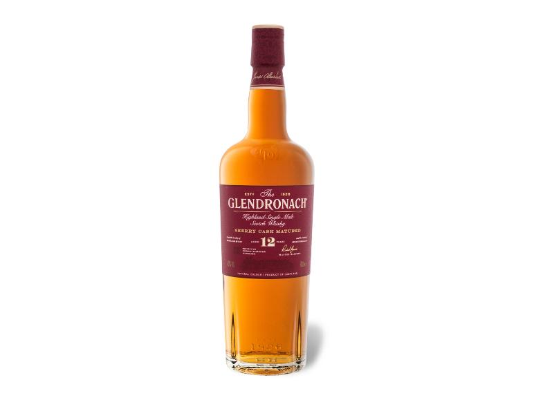 Flasche The Glendronach 12 Jahre alter Highland Single Malt Scotch Whisky, im Sherryfass gereift.