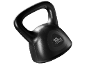 Schwarze 10 kg Kettlebell mit der Aufschrift „10 KG“ an der Seite.