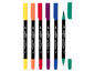 Sechs Crelando Dual Tip Water Color Marker in verschiedenen Farben.