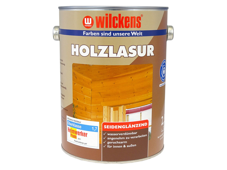 Ein Eimer Wilckens Holzlasur, seidenglänzend, für innen und außen.