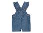 Baby-Jeans-Overall mit Herz, Rüschen an den Trägern.