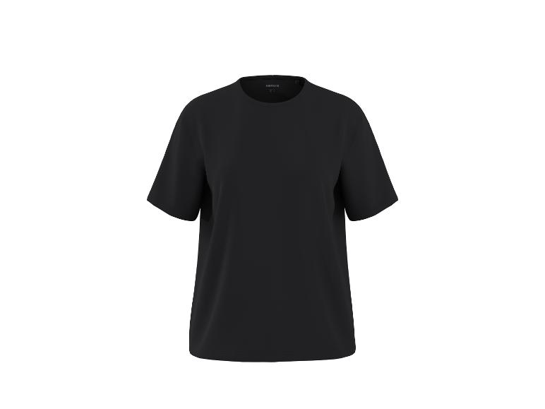 Schwarzes, schlichtes Kurzarm-T-Shirt.