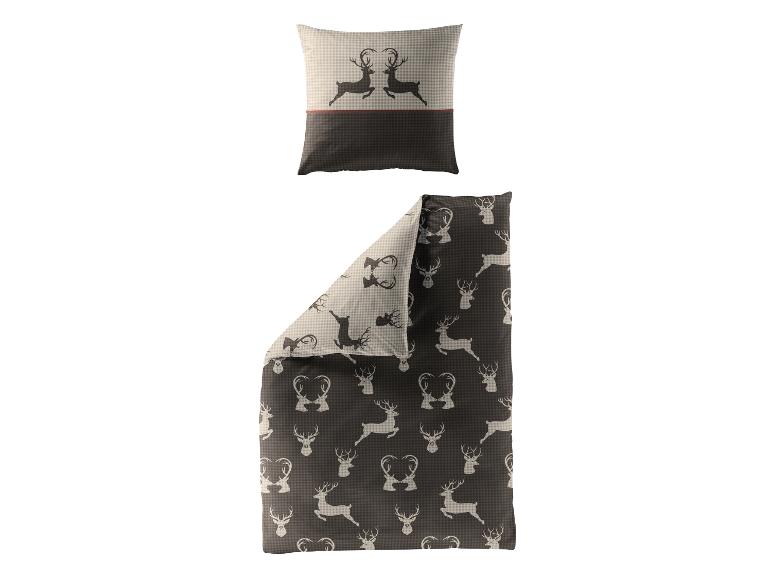 Bettwäsche-Set mit Hirschmotiv und Karomuster