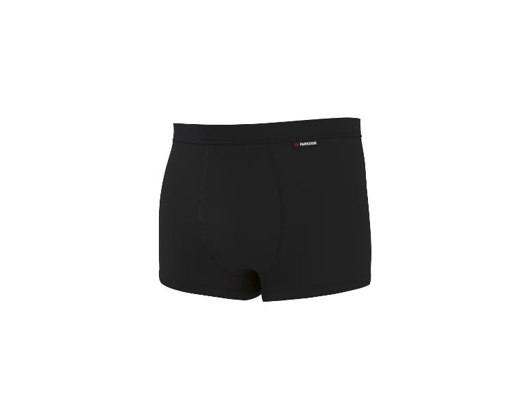 Schwarze Herren-Boxershorts mit elastischem Bund und Nahtdetails.