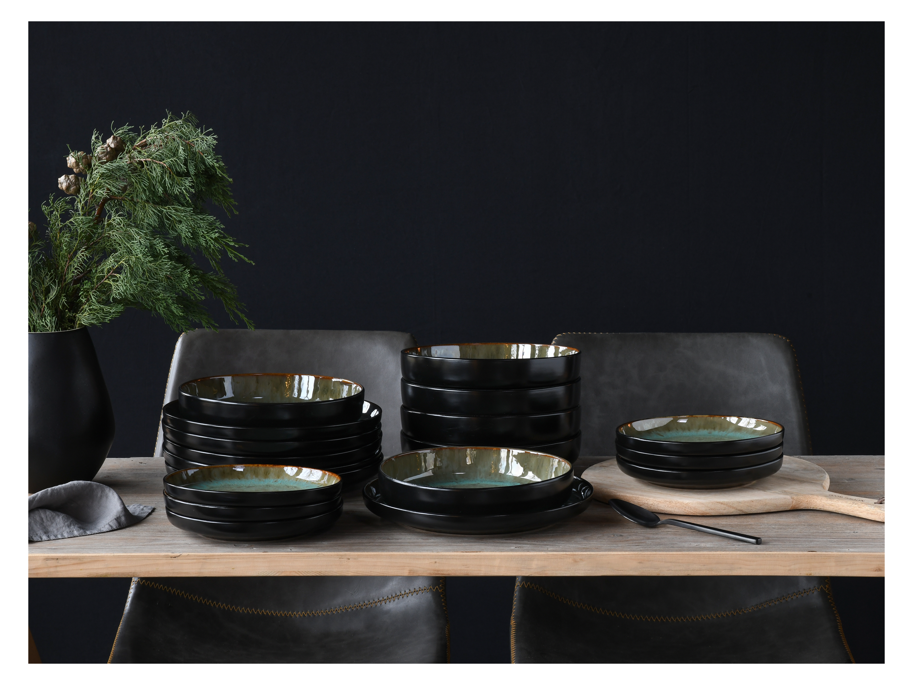 Thumbnail - Creatable Geschirrset »Nordic Fjord« (18-teiliges Teller Set, Green)""