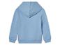 Ein hellblauer Hoodie mit langen Ärmeln.