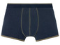 Dunkelblaue Boxershorts mit grünen Details.