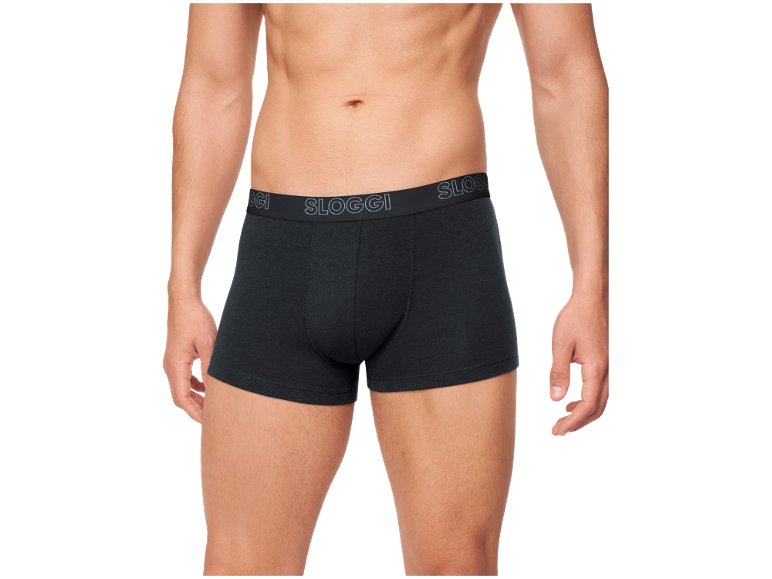 Schwarze Herren-Boxershorts mit elastischem Bund.
