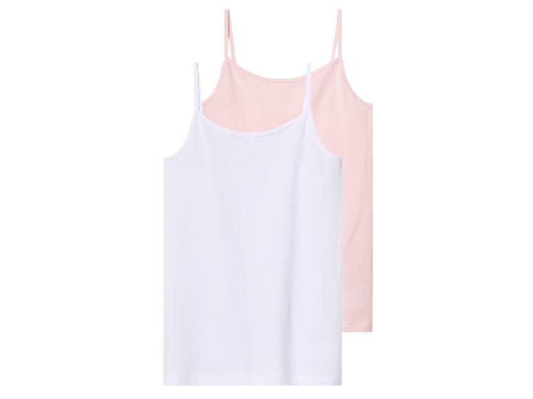 Zwei Tanktops, ein weißes und ein rosafarbenes.