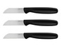 Drei Ernesto Messer mit schwarzen Griffen.