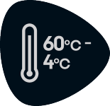 Temperaturbereich 60°C bis 4°C mit Thermometer-Symbol.