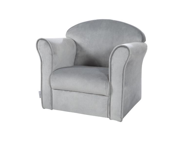 Hellgrauer Samt-Kindersessel
