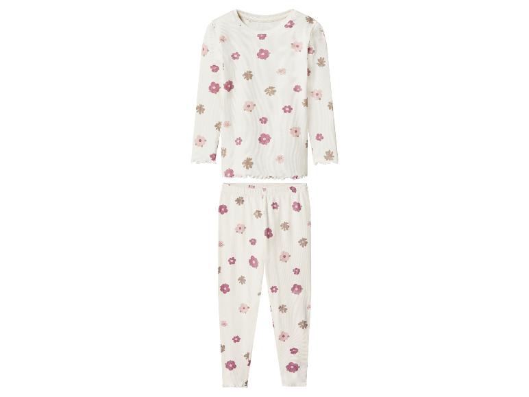 Weißes Langarm-Pyjama-Set mit rosa und braunem Blumenmuster