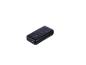 Schwarze Powerbank mit USB-Anschlüssen und Ladeanzeige.