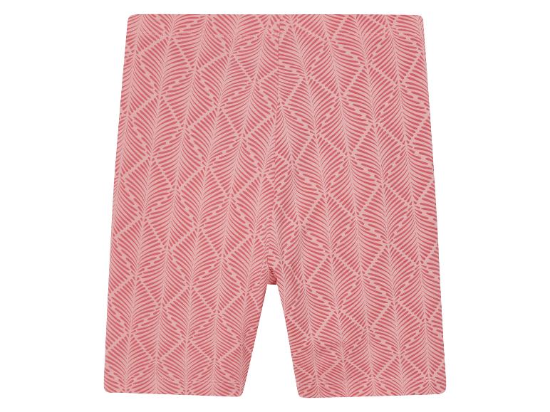 Rosa Radlerhose mit Blattmuster.