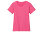 Ein rosafarbenes T-Shirt mit kurzen Ärmeln.