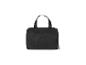 Schwarze Handtasche mit Tragegriff und Reißverschluss, auf weißem Hintergrund.