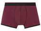 Bordeauxfarbene Boxershorts mit schwarzem Bund.