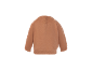 Braunes Baby-Sweatshirt mit langen Ärmeln und Druckknöpfen am Rücken.