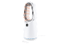 Blattloser Heizlüfter und Ventilator mit Fernbedienung, der die Zahl 003 anzeigt.