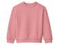Ein schlichtes rosa Langarm-Sweatshirt mit Rundhalsausschnitt.